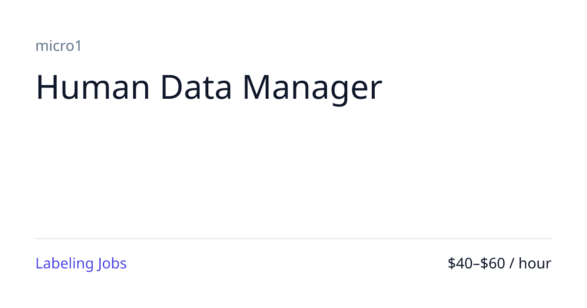 Human Data Manager: micro1, $40–60/hr, Full-Time Remote